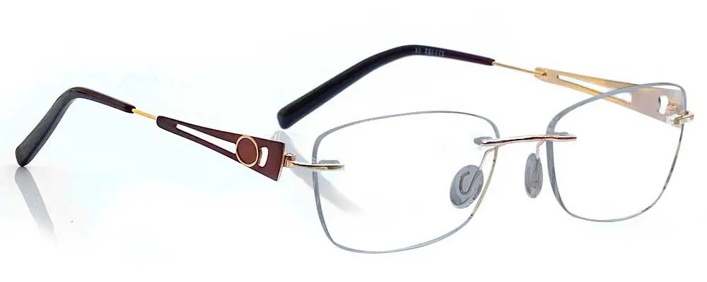 Golden with Brown Rimless frame
