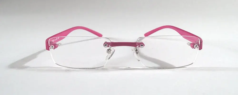 Pink Celluloid Rimless Frame with demo lens