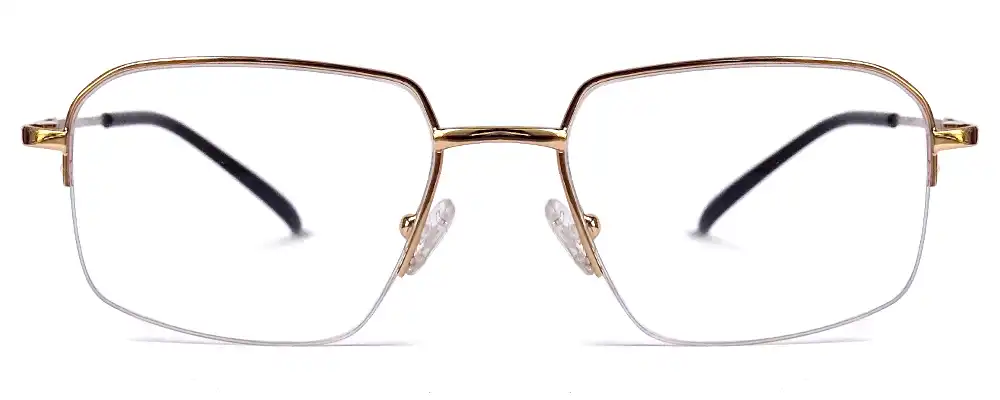 Golden Half Rim Glasses | Premium Everyday Style @ ₹1298 | CrazySpects®