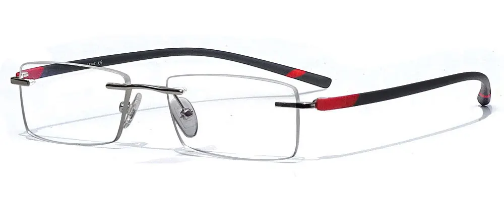 Black with red touch Rimless eyeglasses