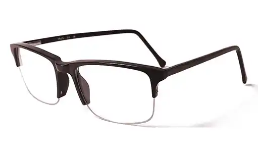 Black half frame glasses without nosepad