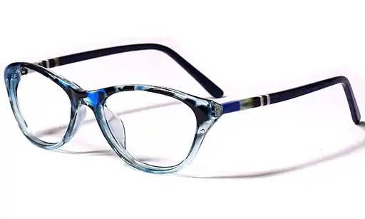 Blue cateye eyeglasses printed
