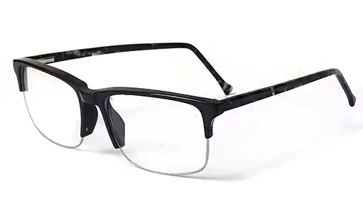 Black half frame glasses without nosepad