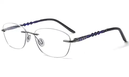 blue frameless eyeglasses