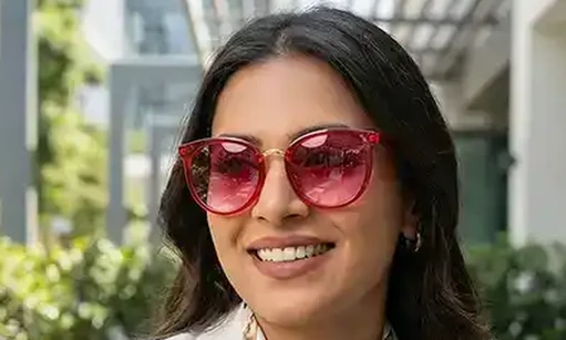 Red paush rounded Power Sunglass
