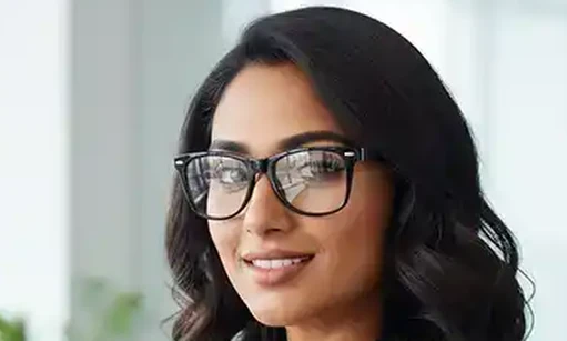 Square frame glasses product 4834 on female model