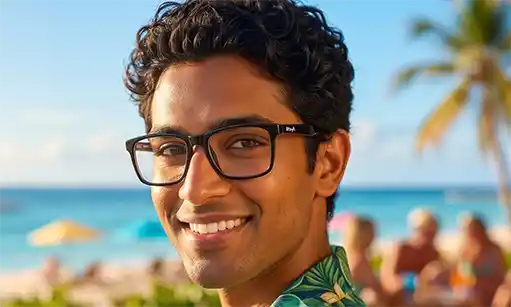 Square frame glasses product 4992 on male model